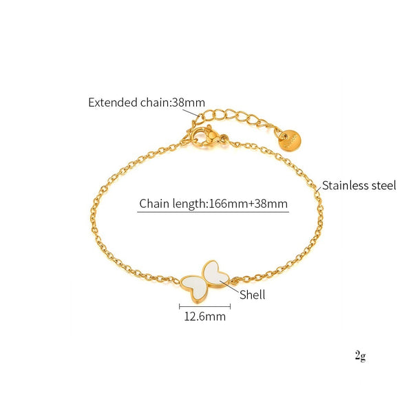 18K Gold‑Plated Titanium Stainless Steel Butterfly Bracelet for Women – Adjustable Dainty Mother‑of‑Pearl Charm, Hypoallergenic & Tarnish‑Resistant Jewelry Gift-Women's Bangle-SunnyHouse Jewelry