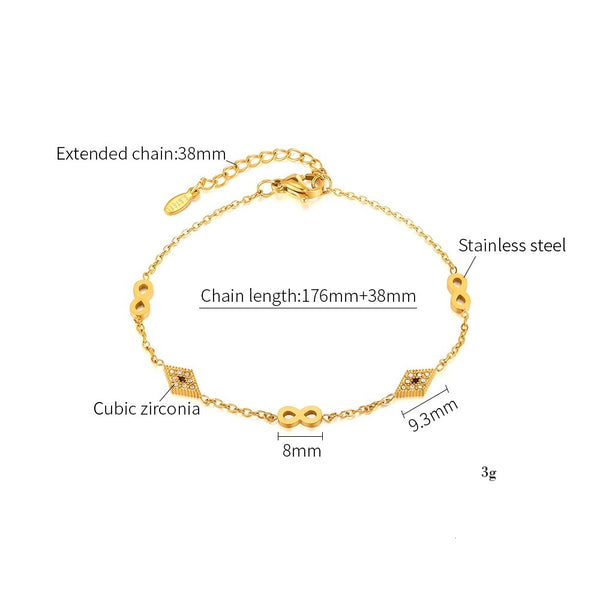 18K Gold‑Plated Titanium Stainless Steel Infinity Bracelet for Women – Adjustable Dainty Cubic Zirconia Charm, Hypoallergenic & Tarnish‑Resistant Jewelry Gift-Women's Bangle-SunnyHouse Jewelry