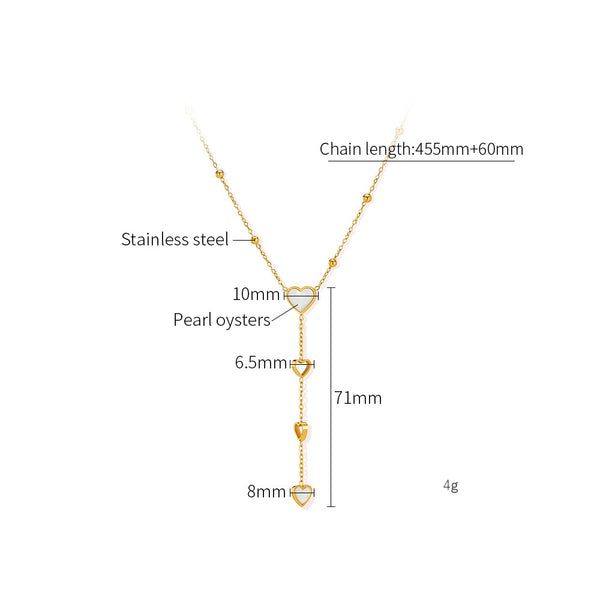 Chic Titanium Stainless Steel Heart Lariat Necklace for Women with Gold-Tone Finish-Women's Necklace-SunnyHouse Jewelry