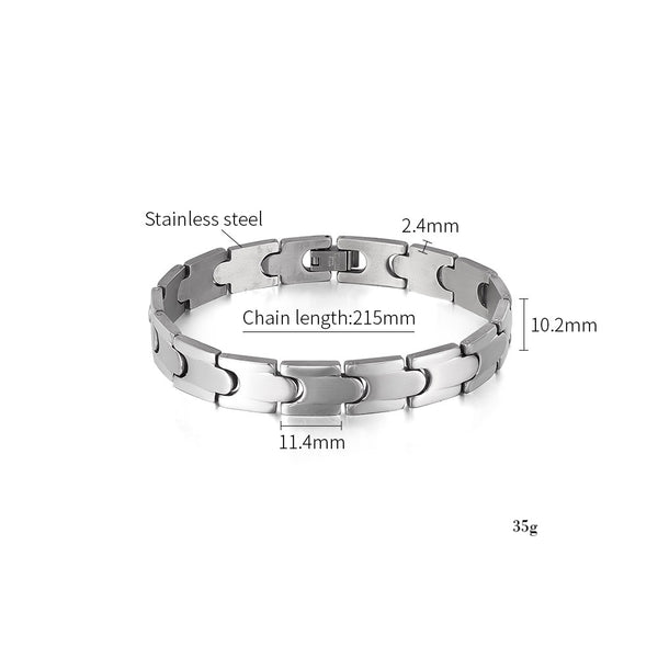 Men’s Titanium Stainless Steel Bracelet – Brushed Silver Classic Link Chain, Durable & Hypoallergenic Jewelry for Men, Modern & Sleek Design-Men's Bracelet-SunnyHouse Jewelry