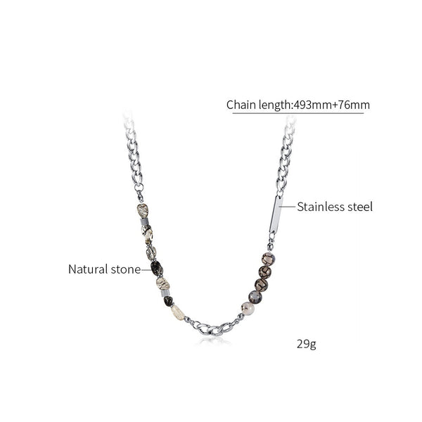 Women’s Natural Stone Necklace – Silver Chain Jewelry with Mixed Gemstone Beads, Durable Hypoallergenic Design-Women's Necklace-SunnyHouse Jewelry