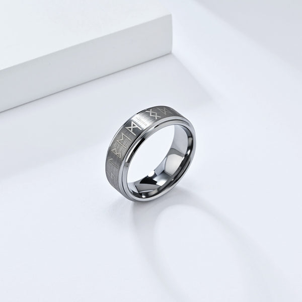 Men's Ring with Runic Pattern - Sleek Design, Comfort Fit, Durable, Hypoallergenic, 8mm-Men's Ring-SunnyHouse Jewelry