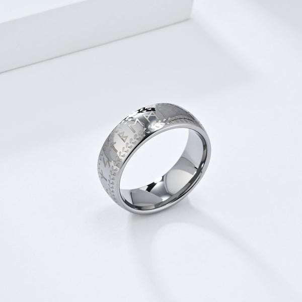 Elegant Engraved Titanium Stainless Steel Men's Ring - Nordic Design, Comfort Fit, Durable, Hypoallergenic, 8mm-Men's Ring-SunnyHouse Jewelry