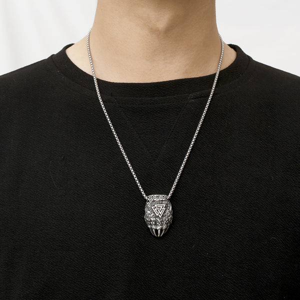 Men’s Titanium Stainless Steel Viking Pendant Necklace – Nordic Symbol Claw Design – Durable Norse Jewelry for Men-Men's Pendant Necklace-SunnyHouse Jewelry