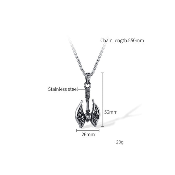 Men's Titanium Stainless Steel Pendant Necklace – Viking Battle Axe Design, Durable Chain, Gothic Style, Perfect for Everyday Wear-Men's Pendant Necklace-SunnyHouse Jewelry