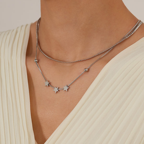 Charming Women's Gold Star Pendant Necklace - Delicate Layered Chain Jewelry-Women's Necklace-SunnyHouse Jewelry