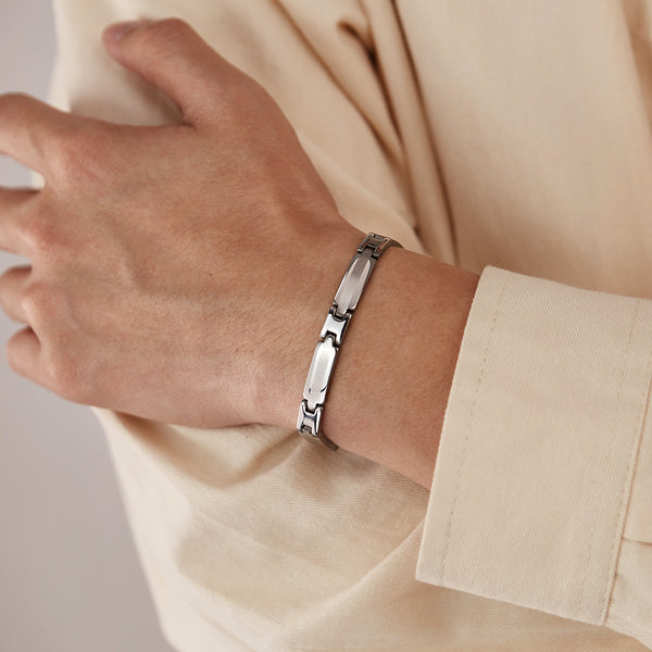 Men’s Simple Link Bracelet – Sleek Matte Finish ID Style Bracelet for Men – Lightweight, Hypoallergenic & Durable Men’s Jewelry-Men's Bracelet-SunnyHouse Jewelry