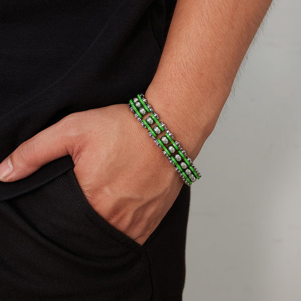 Men’s Harley Bike Chain Bracelet – Silver Link Biker Jewelry, Durable Heavy-Duty Wristband for Men-Men's Bracelet-SunnyHouse Jewelry