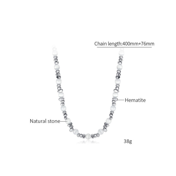 Women’s Fashion Natural Stone Necklace – Silver and White Stone Fashion Jewelry, Durable Hypoallergenic Chain-Women's Necklace-SunnyHouse Jewelry