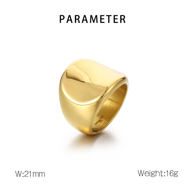 Men’s Titanium Stainless Steel Statement Ring – Bold Gold-Plated Dome Design – Durable, Polished Fashion Ring for Men-Men's Ring-SunnyHouse Jewelry