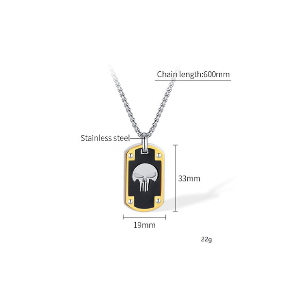 Men's Skull Pendant Necklace in Black and Yellow - Stainless Steel, Stylish and Edgy Accessory, Perfect for Fashion-Forward Individuals-Men's Pendant Necklace-SunnyHouse Jewelry