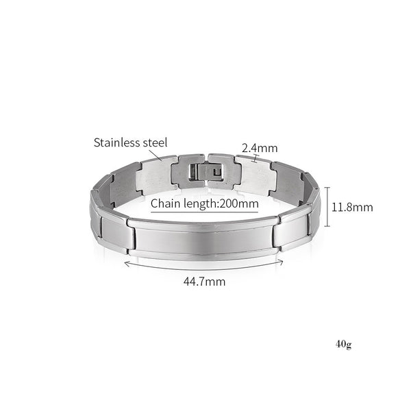 Men’s Titanium Stainless Steel Bracelet – Wide Brushed Silver Link Chain, Sleek & Durable Men’s Jewelry, Hypoallergenic and Rust-Resistant-Men's Bracelet-SunnyHouse Jewelry