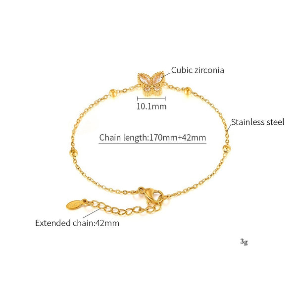 18K Gold‑Plated Titanium Stainless Steel Butterfly Bracelet for Women – Adjustable Dainty Cubic Zirconia Charm, Hypoallergenic & Tarnish‑Resistant Jewelry Gift-Women's Bangle-SunnyHouse Jewelry
