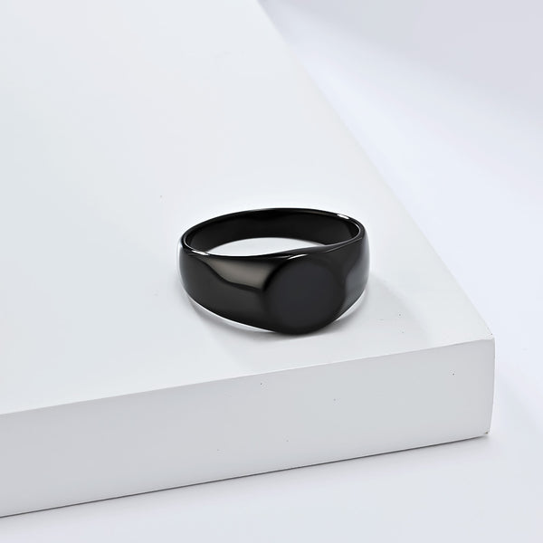 Women’s Titanium Stainless Steel Oval Signet Ring – Polished Finish, Durable and Hypoallergenic, Minimalist Statement Jewelry-Women's Ring-SunnyHouse Jewelry