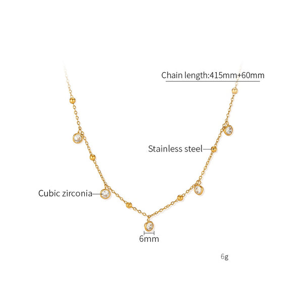Elegant Titanium Stainless Steel Necklace with Crystal Bezel Set Charms for Women-Women's Necklace-SunnyHouse Jewelry