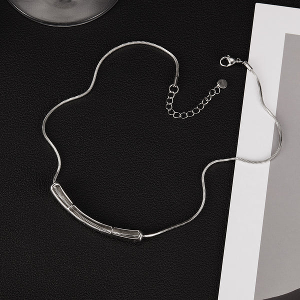 Women’s Lucky Bar Pendant Necklace – Silver Engraved Floral Design, Minimalist Fashion Jewelry for Women, Durable Everyday Necklace-Women's Necklace-SunnyHouse Jewelry