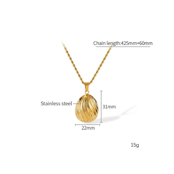 Women's Titanium Stainless Steel Egg-Shaped Pendant Necklace – Gold-Plated Chain – Hypoallergenic & Tarnish Resistant-Women's Necklace-SunnyHouse Jewelry