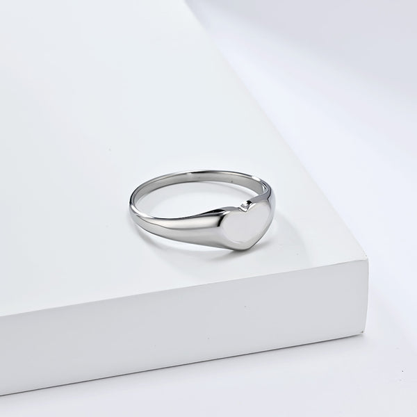 Women’s Heart Signet Ring – Polished Finish, Durable and Hypoallergenic, Elegant Minimalist Jewelry-Women's Ring-SunnyHouse Jewelry
