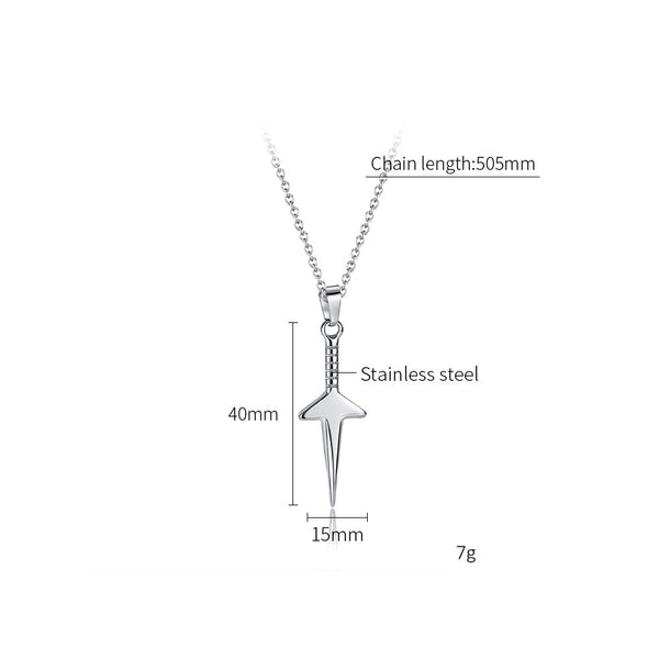 Women’s Lucky Sword Pendant Necklace – Silver-Tone Chain Jewelry for Everyday Wear, Gothic Punk Style-Women's Necklace-SunnyHouse Jewelry