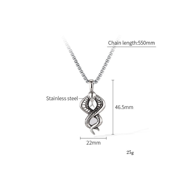 Cobra Snake Pendant Necklace for Men – Titanium Stainless Steel Serpent Jewelry – Gothic Snake Necklace with Hooded Design for Strength and Protection-Men's Pendant Necklace-SunnyHouse Jewelry