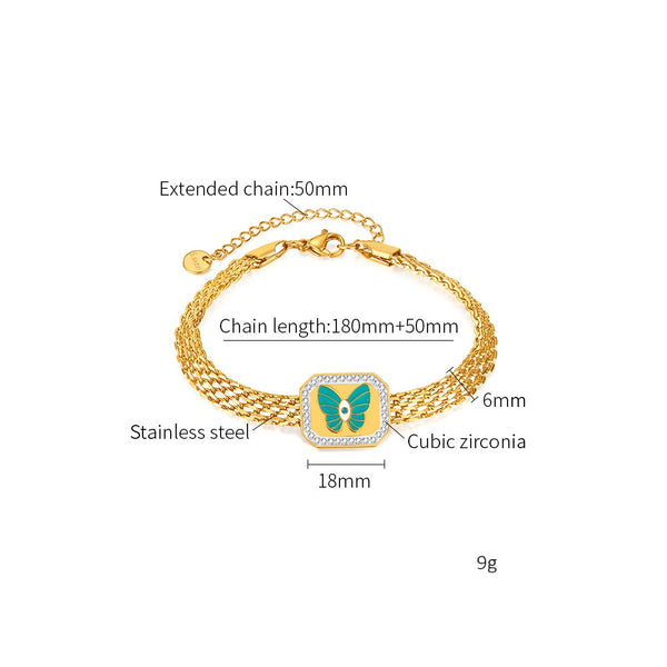 Women’s Butterfly Charm Bracelet with Crystal Accents – Adjustable, Elegant, Stylish Design-Women's Bangle-SunnyHouse Jewelry