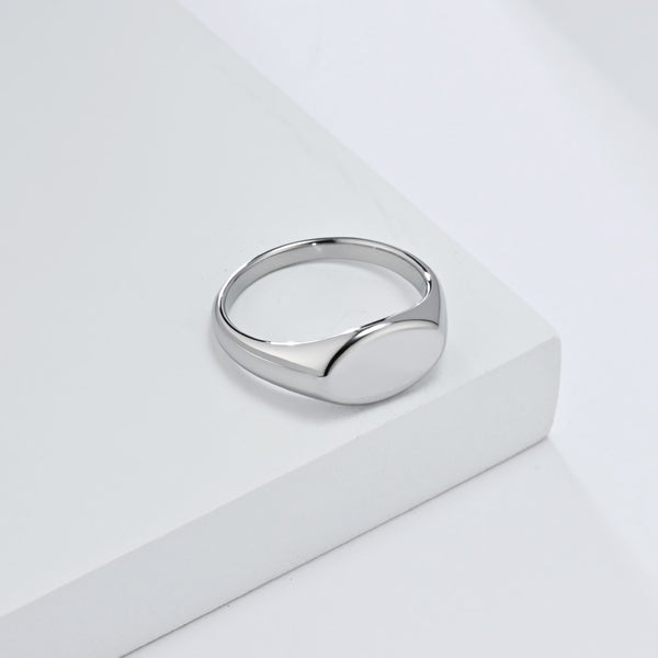 Women’s Round Signet Ring – Polished Finish, Durable and Hypoallergenic, Minimalist Everyday Jewelry-Women's Ring-SunnyHouse Jewelry