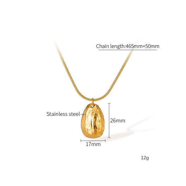 Women’s Titanium Stainless Steel Textured Gold-Plated Pendant Necklace, Hypoallergenic Adjustable Chain, Minimalist Statement Jewelry for Women and Girls-Women's Necklace-SunnyHouse Jewelry