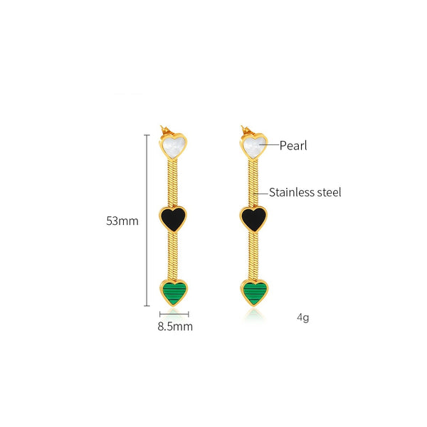 Elegant Heart-Shaped Drop Earrings with Gold Mesh Design and Multi-Color Enamel - Perfect for Everyday Chic or Evening Glamour-Women's Earrings-SunnyHouse Jewelry