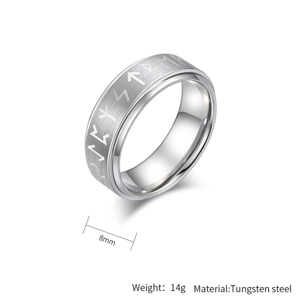 Men's Ring with Runic Pattern - Sleek Design, Comfort Fit, Durable, Hypoallergenic, 8mm-Men's Ring-SunnyHouse Jewelry
