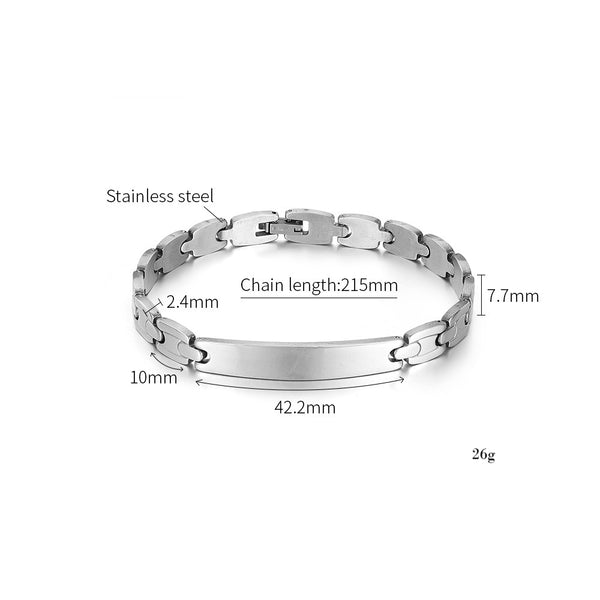 Men’s Fashion Simple Bracelet – Brushed Finish ID Plate Link Bracelet for Men – Durable, Lightweight & Hypoallergenic Men’s Jewelry-Men's Bracelet-SunnyHouse Jewelry