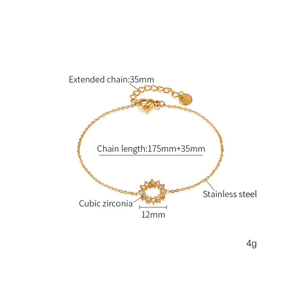 Women’s Titanium Stainless Steel Gold-Plated Circle Charm Bracelet – Elegant, Adjustable, Hypoallergenic Jewelry for Everyday and Special Occasions-Women's Bangle-SunnyHouse Jewelry