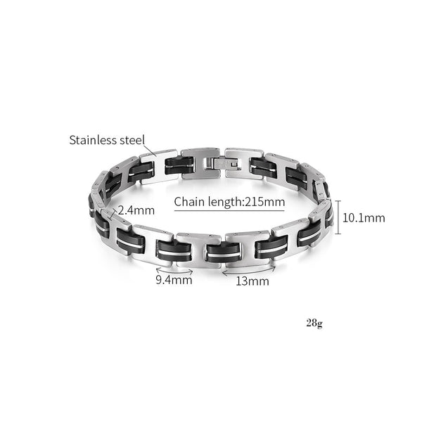 Men’s Harley Bike Bracelet – Dual-Tone Black & Silver Link Bracelet for Men – Durable, Stylish, Hypoallergenic Biker-Inspired Jewelry-Men's Bracelet-SunnyHouse Jewelry