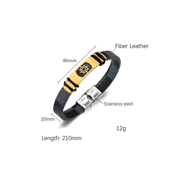 Men's Titanium Stainless Steel Bracelet with Nautical Wheel Motif - Sleek Design, Durable and Hypoallergenic-Men's Bracelet-SunnyHouse Jewelry