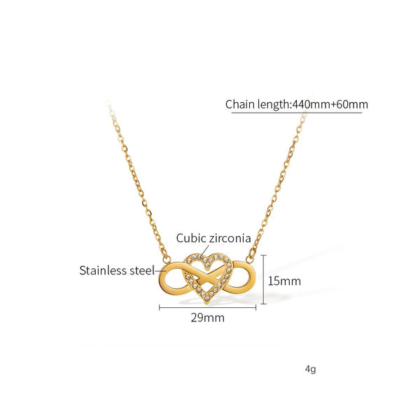 Women’s Titanium Stainless Steel Infinity Heart Pendant Necklace, Gold-Plated with Crystal Accents – Elegant Jewelry for Everyday and Special Occasions-Women's Necklace-SunnyHouse Jewelry