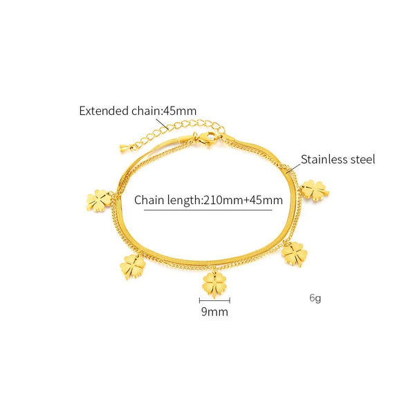 Golden Clover Charm Anklet - Delicate Multi-Chain Design for Sophisticated Style-Women's Anklet-SunnyHouse Jewelry