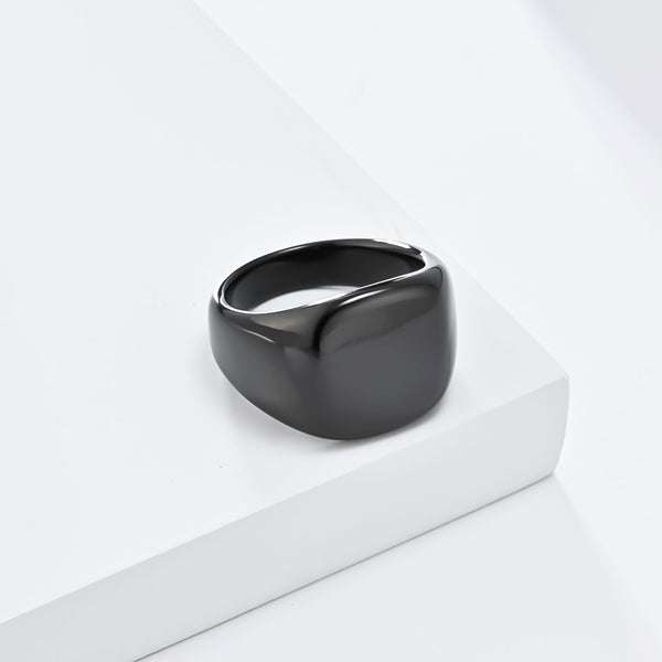 Men's Black Titanium Stainless Steel Signet Ring - Sleek Minimalist Matte Band for Modern Style-Men's Ring-SunnyHouse Jewelry