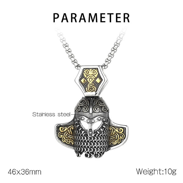 Men's Viking Warrior Helmet Pendant Necklace - Titanium Stainless Steel Norse Mythology Jewelry-Men's Pendant Necklace-SunnyHouse Jewelry