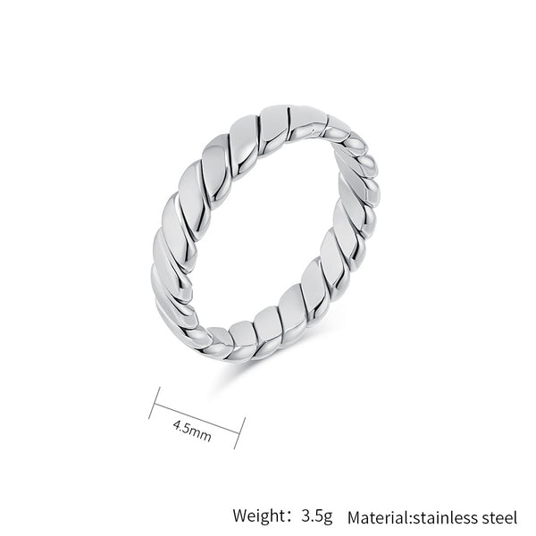 Women’s Titanium Stainless Steel Ring – Minimalist Cuban Link Chain Design, Durable and Hypoallergenic, Sleek Everyday Jewelry for Women-Women's Ring-SunnyHouse Jewelry