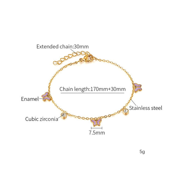 Women’s Titanium Stainless Steel Gold-Plated Butterfly Charm Bracelet – Elegant, Adjustable, Hypoallergenic Jewelry with Crystal Accents-Women's Bangle-SunnyHouse Jewelry
