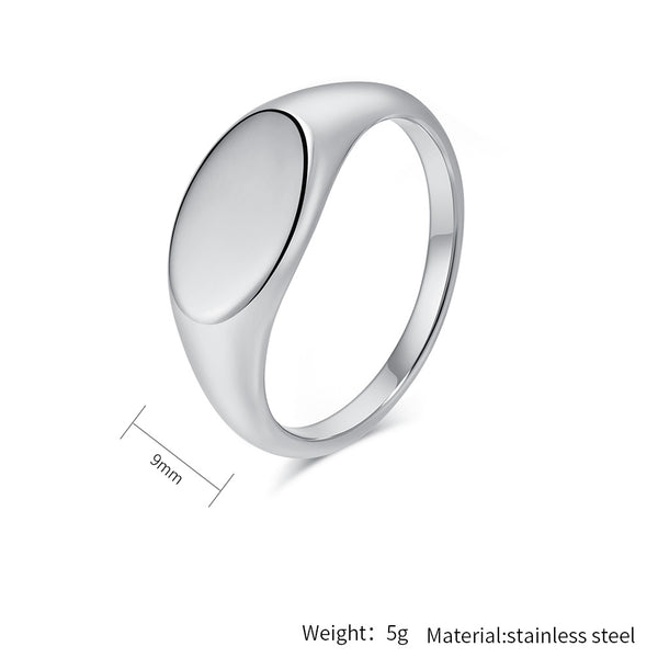 Women’s Round Signet Ring – Polished Finish, Durable and Hypoallergenic, Minimalist Everyday Jewelry-Women's Ring-SunnyHouse Jewelry
