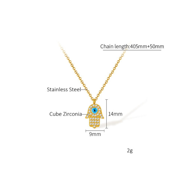 Women’s Evil Eye Hamsa Hand Pendant Necklace – Sterling Silver Plated Chain with Blue Eye Charm – Protective Jewelry Gift for Women-Women's Necklace-SunnyHouse Jewelry