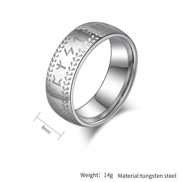 Elegant Engraved Titanium Stainless Steel Men's Ring - Nordic Design, Comfort Fit, Durable, Hypoallergenic, 8mm-Men's Ring-SunnyHouse Jewelry