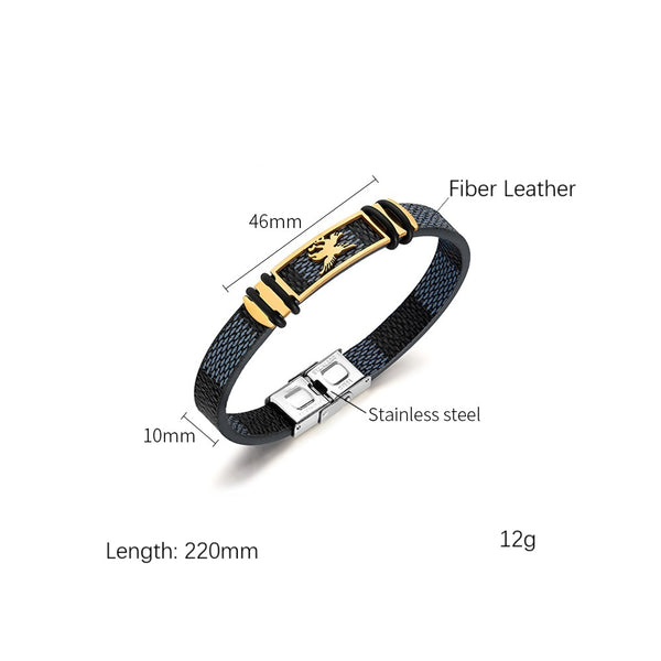 Men's Titanium Stainless Steel Bracelet with Lion Motif - Elegant Design, Durable and Hypoallergenic-Men's Bracelet-SunnyHouse Jewelry
