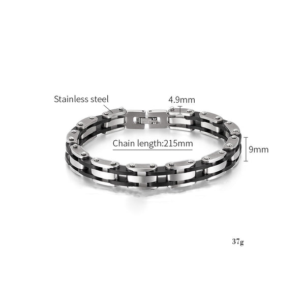 Men’s Titanium Stainless Steel Bracelet – Black and Silver Link Chain Design, Durable & Stylish Biker Jewelry for Men – Heavy Duty, Hypoallergenic, Rust Resistant-Men's Bracelet-SunnyHouse Jewelry