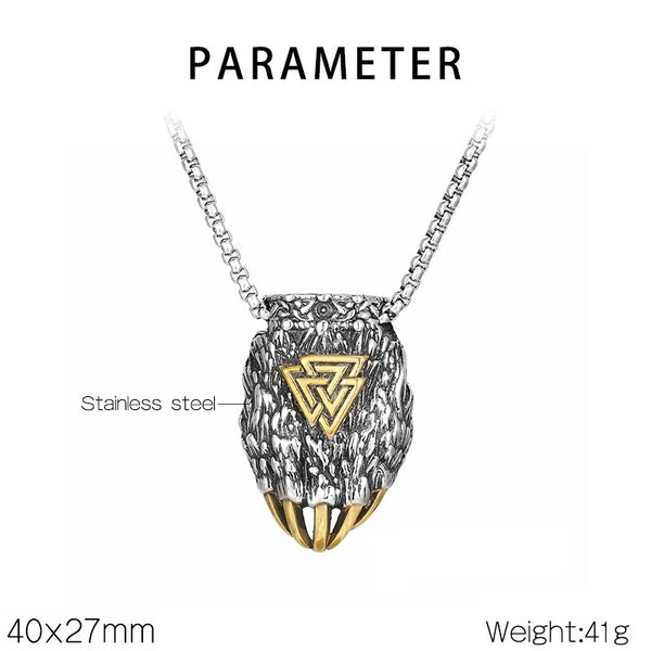 Men’s Titanium Stainless Steel Viking Pendant Necklace – Nordic Symbol Claw Design – Durable Norse Jewelry for Men-Men's Pendant Necklace-SunnyHouse Jewelry