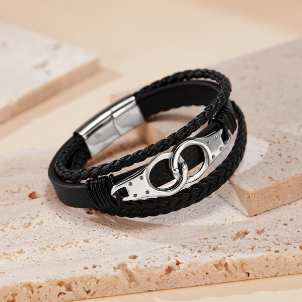 Sophisticated Men's Braided Leather and Gold Plated Bracelet with Equestrian Clasp – Durable and Stylish-Men's Bracelet-SunnyHouse Jewelry