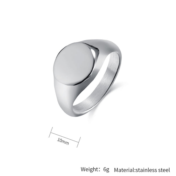 Women’s Titanium Stainless Steel Oval Signet Ring – Polished Finish, Durable and Hypoallergenic, Minimalist Statement Jewelry-Women's Ring-SunnyHouse Jewelry