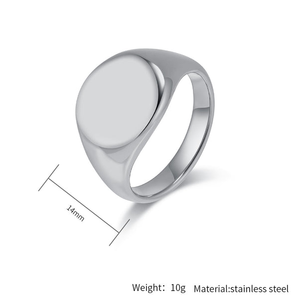Minimalist Silver Titanium Stainless Steel Men's Signet Ring - Sleek Design, Durable, Hypoallergenic, Comfort Fit-Men's Ring-SunnyHouse Jewelry
