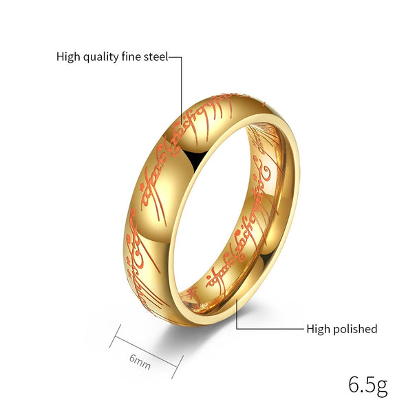 Men's Gold Ring with Engraved Script - Elegant and Durable Band for Everyday Style-Men's Ring-SunnyHouse Jewelry