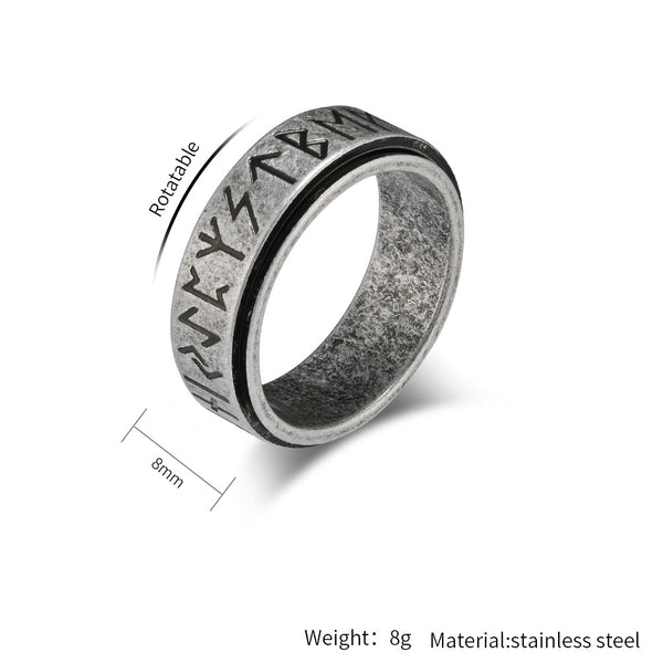 Men's Titanium Stainless Steel Rune Engraved Band - Durable Nordic Style Ring for Everyday Wear-Men's Ring-SunnyHouse Jewelry